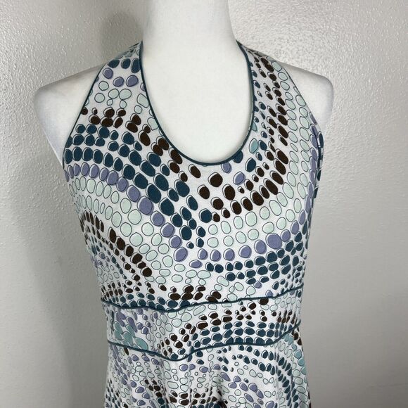 Title Nine Dress Women Large Blue Halter Geometric Sleeveless Stretch Active - Picture 6 of 13